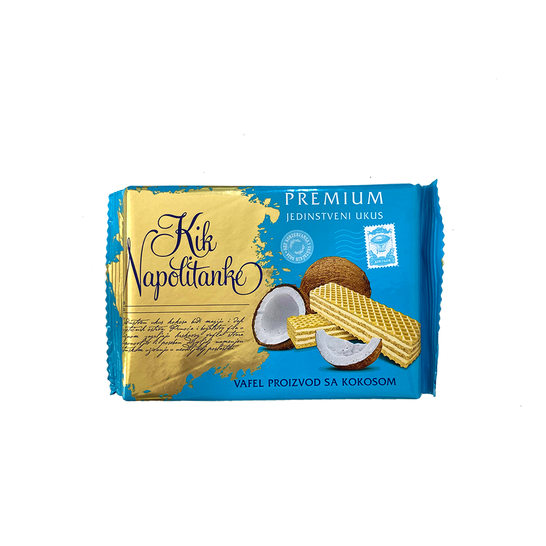 Wafers-Spröda cremefyllda rån kex med god kokossmak 175g